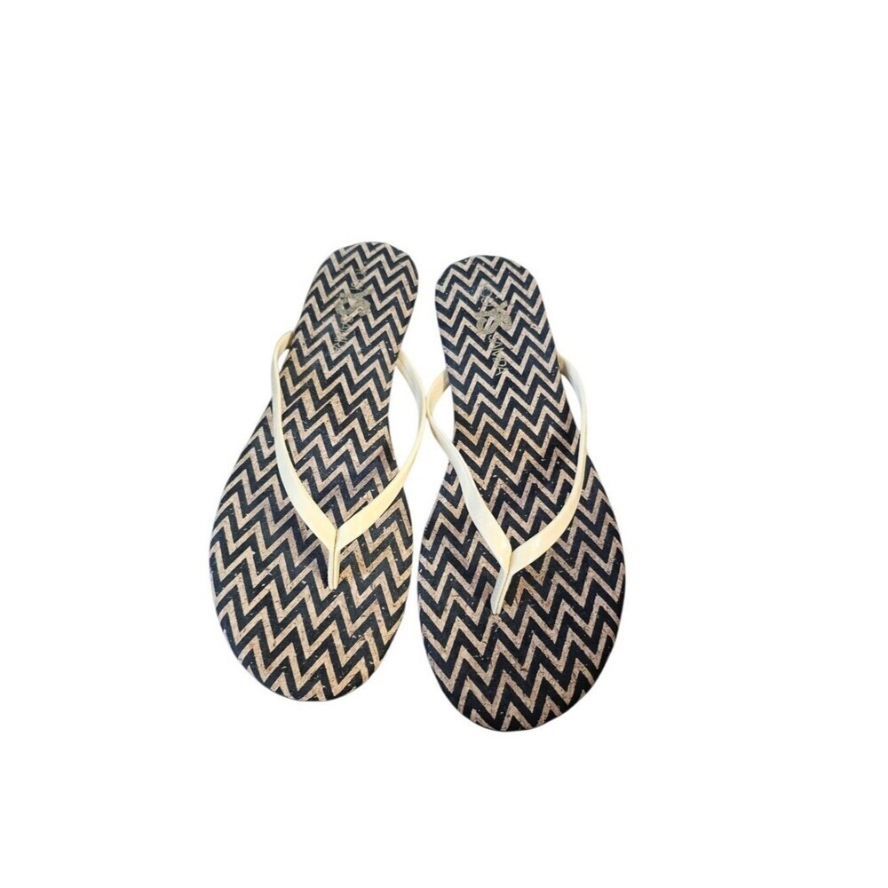 NEW Yosi Samra Chevron Print Flip Flops - Cream Straps
